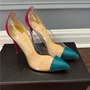 Christian Louboutin Red and Teal Heels